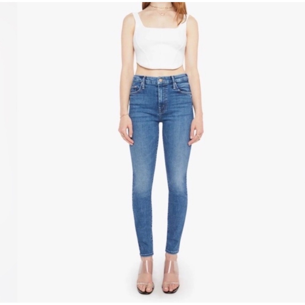 Mother High Waisted Looker Ankle Jeans Hop On Hop Off Blue Skinny Size 26